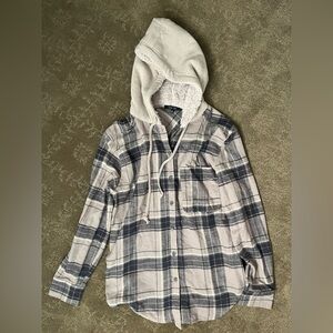 Love Tree Lavender Plaid Hooded Top